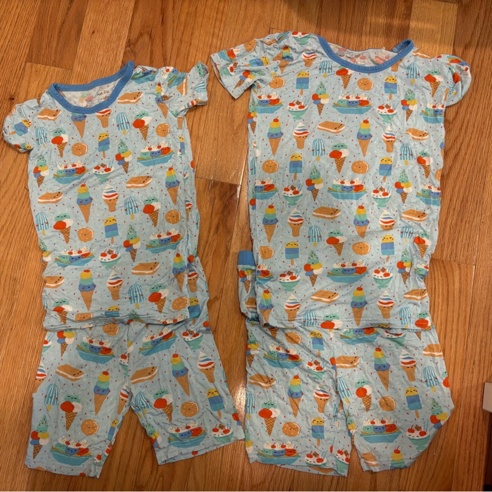 Little Sleepies Blueberry Ice cream Social  Pajama Lot 7/8 and 12/14